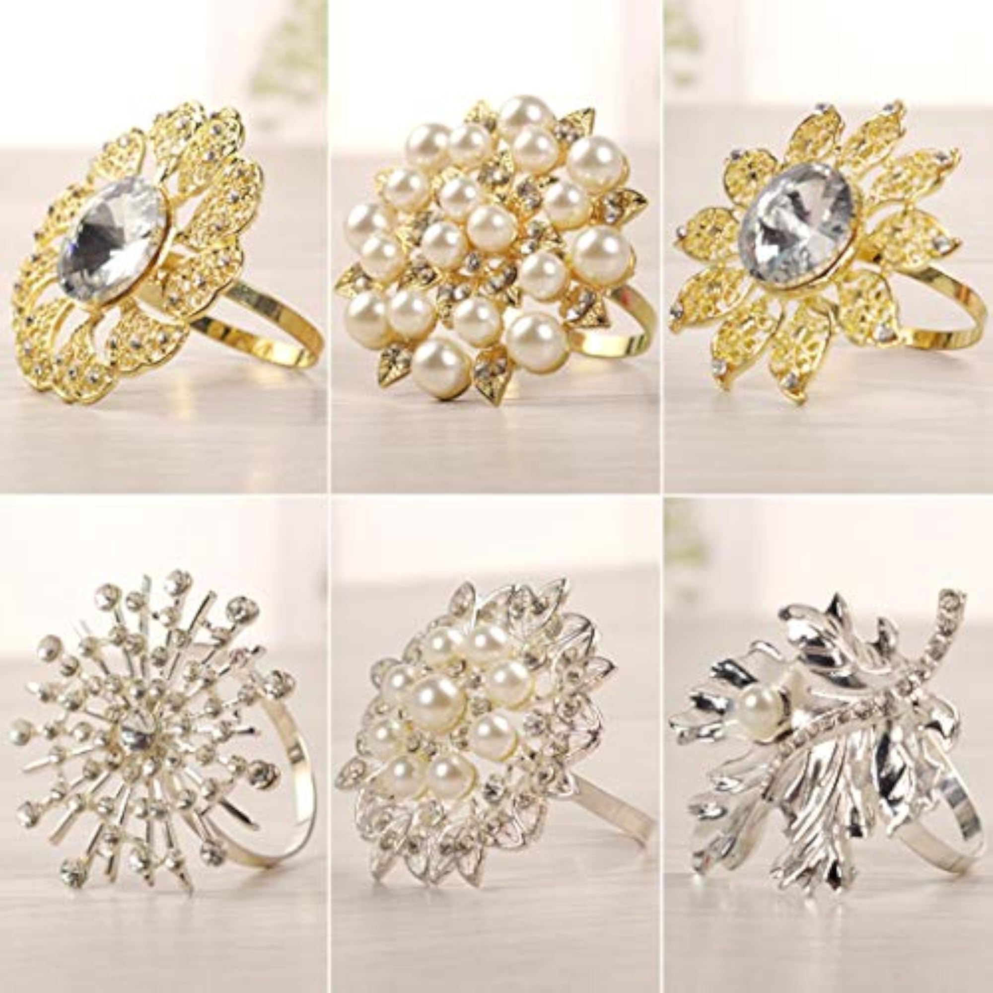 Crystal Napkin Circle with Fake Pearl Decoration